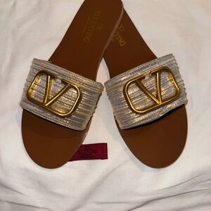 Valentino Women's Gold Slide Sandals